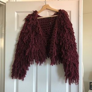 pretty little thing Jackets & Coats - Shaggy cropped jacket- burgundy pretty little thing Jackets & Coats - Shaggy cropped jacket- burgundy